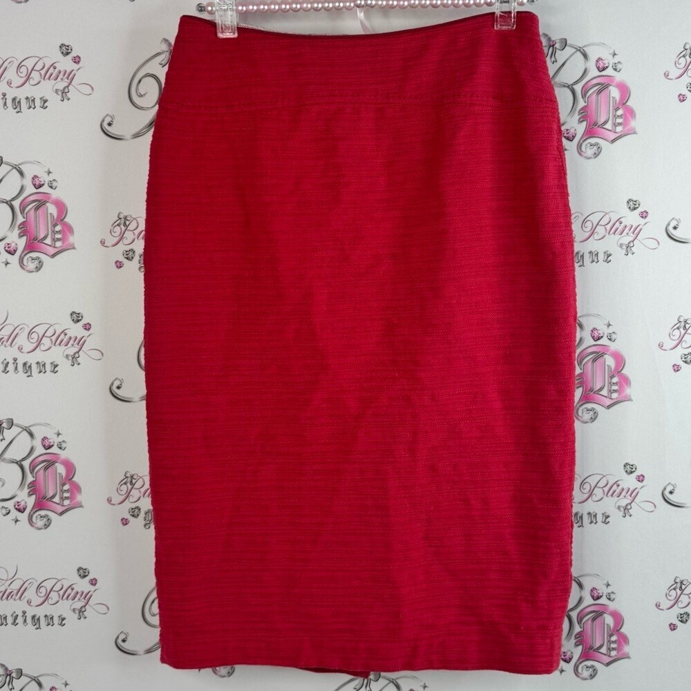 Moulinette Soeurs skirt long pencil tweed style fabric Vibrant Red Pencil Skirt